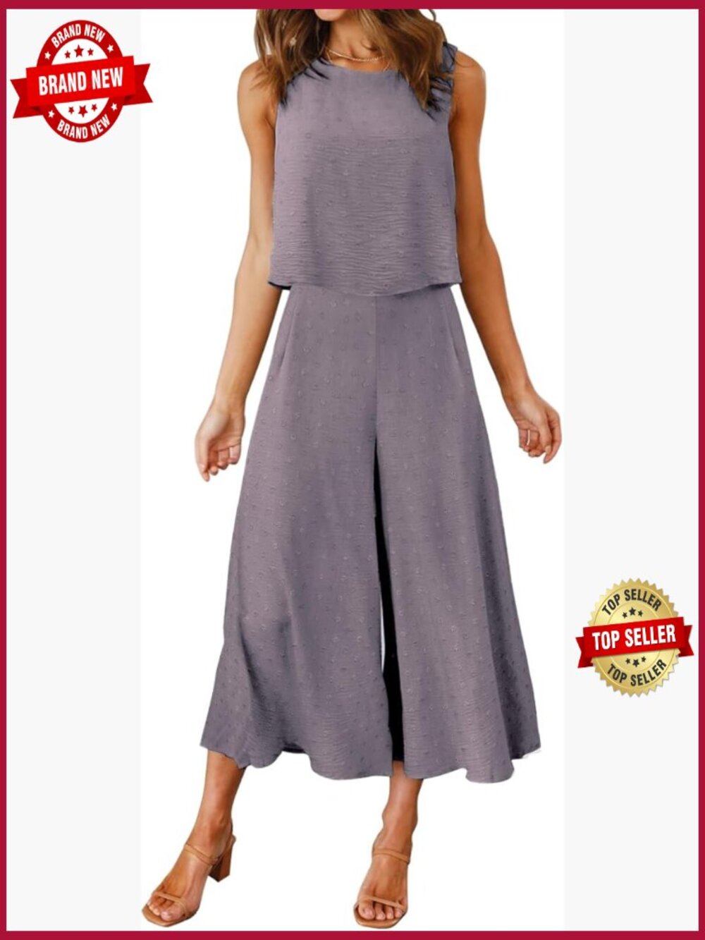 Women's 2 Piece Crop Top & Wide Leg Pants Set Jumpsuit